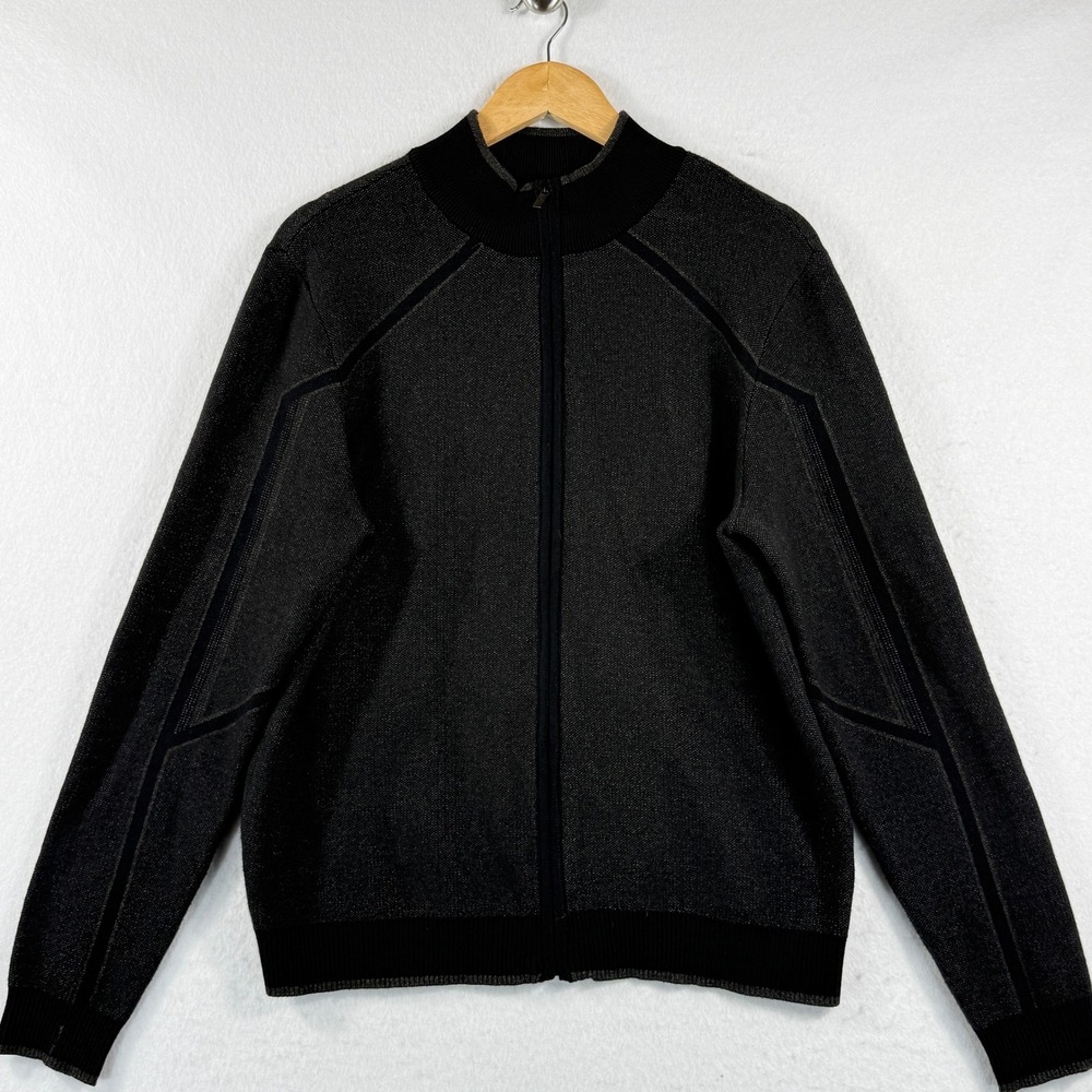 Stone Falcon Full Zip Knit Jacket Mens Medium Gray Techwear Gorpcore Modern
